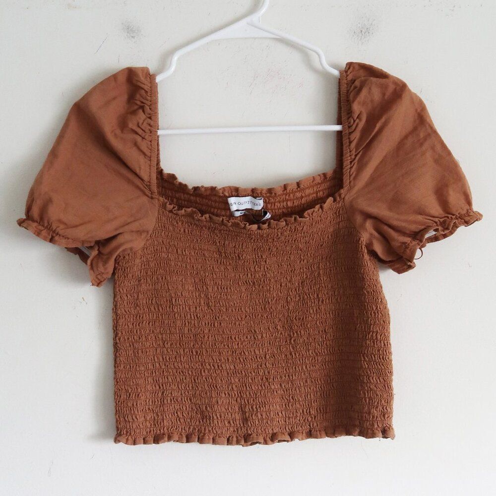 Urban Outfitters Tan Shirred Top - Size Medium